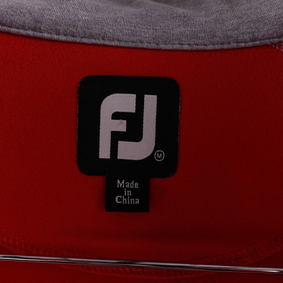 FootJoy FJ Golf Pullover Red Gray 1/4 Zip Mens M Athletic Performance Stretch - Picture 3 of 7
